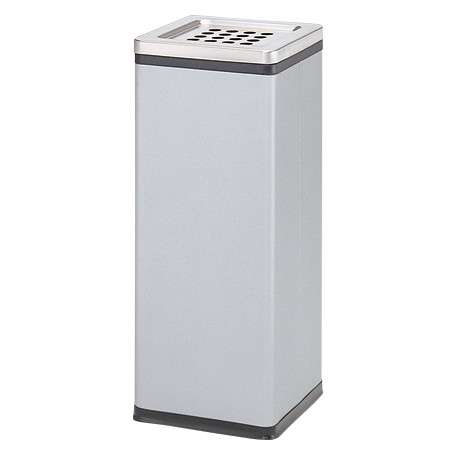 スモーキングスタンド Bライン シルバーメタリック SSL-207 約1.7L 幅240×奥行240×高さ600mm【灰受皿付き スチール製ボディ 角型 スタンド灰皿 喫煙所 ぶんぶく】