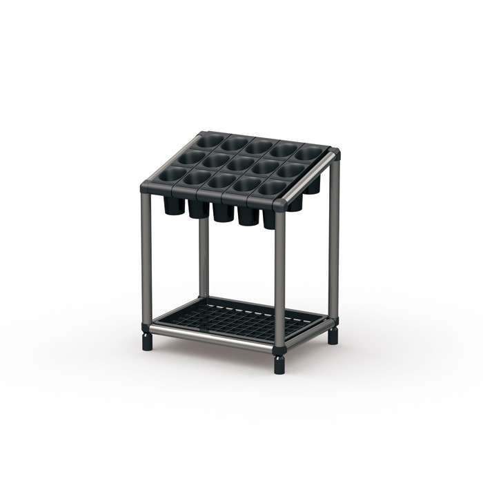 スリーブ式アンブレラスタンド 15本用 ブラック US-Z-SLV15-BK 幅400×奥行305×高さ503mm 【水受皿付き ステンレス製フレーム アジャスター付き 業務用鍵無し傘立て ビル オフィス 事務所 ぶんぶく】