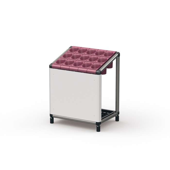 スリーブ式アンブレラスタンド 幕板付(NW) 15本用 ワインレッド US-Z-SLV15C-WIR 幅405×奥行305×高さ503mm 【水受皿付き ステンレス製フレーム スチール製目隠し付き アジャスター付き 業務用鍵無し傘立て ビル オフィス 事務所 ぶんぶく】