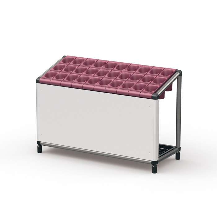 スリーブ式アンブレラスタンド 幕板付(NW) 30本用 ワインレッド US-Z-SLV30C-WIR 幅755×奥行305×高さ503mm 【水受皿付き ステンレス製フレーム スチール製目隠し付き アジャスター付き 業務用鍵無し傘立て ビル オフィス 事務所 ぶんぶく】