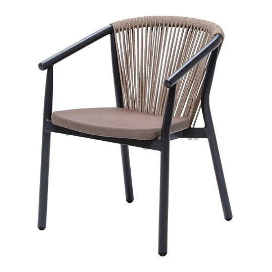 サラゴサアームチェア/トープ 幅60cm×奥行60cm×高さ78cm【TAPAS 積み重ね可能 屋内 屋外 室内 ベランダ 椅子 いす 高級輸入家具 ロフト 公...