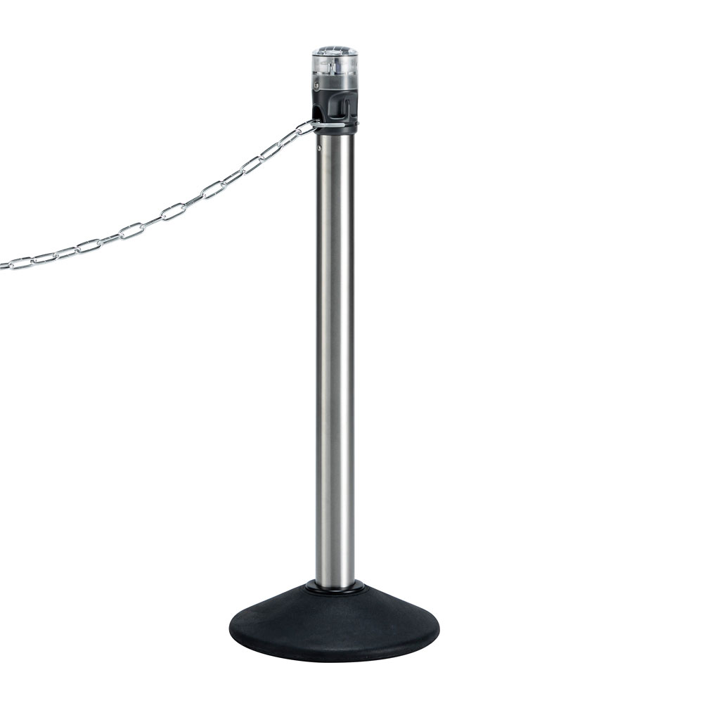 LEDライト付きチェーンスタンド アルミチェーン 点滅灯 直径32×高さ90cm SU6620200【夜間点滅 LED付き チェーン内蔵 組立品 屋外用 チェーンスタンド テラモト】