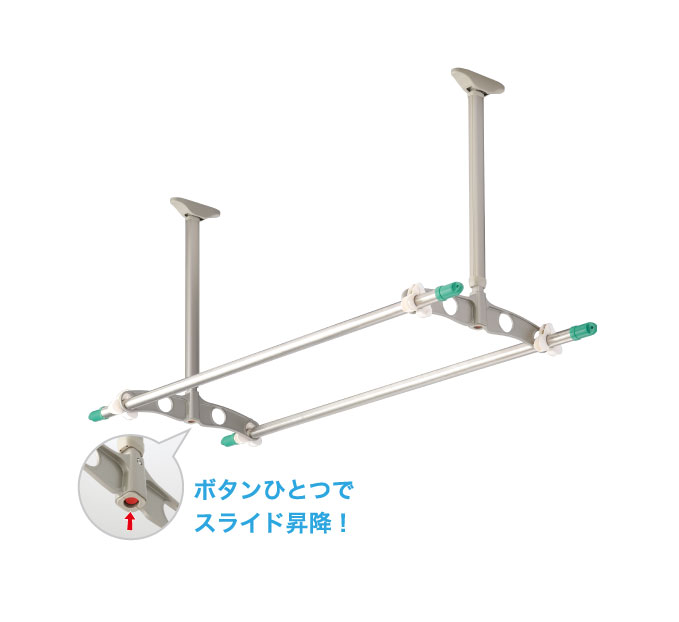 DRY WAVE(ドライ ウェーブ) 吊下げ型可動式物干金物(450〜600mm可動2段階)(2本で1組) TD4560【耐荷重15kg 角度調整0〜30度 スライド昇降 洗濯物干し 竿掛け ベランダ カーポート バルコニー テラス サンルーム タカラ産業】