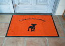 玄関マット WELCOME MAT 60×90cm DOG OR(オレンジ)【高耐久性(10年以上) 屋外 室内 屋内 洗える 薄型 ウェルカムマット 業務用玄関マット デザインマット 業務用デザインマット 店舗用マット 犬 ドッグ】