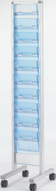 カタログスタンド MPT-101S(A4判1列10段) 幅30.8cm×奥行45.6cm×高さ155.6cm【収納ポケット10個 キャス..