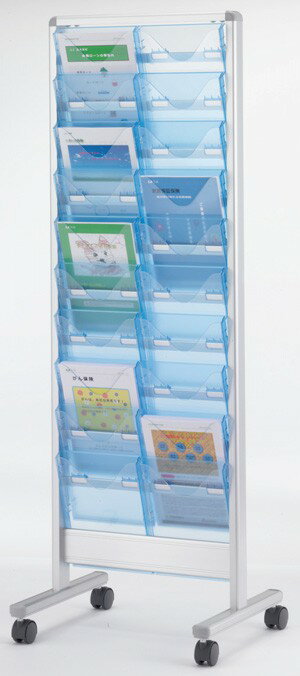 カタログスタンド MPT-102S(A4判2列10段) 幅54.2cm×奥行45.6cm×高さ155.6cm【収納ポケット20個 キャス..