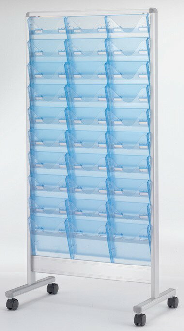 カタログスタンド MPT-103S(A4判3列10段) 幅77.6cm×奥行45.6cm×高さ155.6cm【収納ポケット30個 キャス..