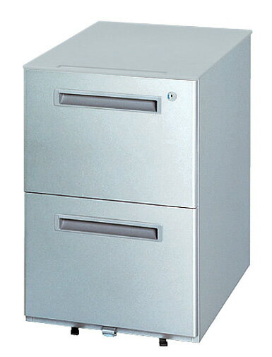 樹脂天板ワゴン WGN-602WS(グレー/シルバー)(A4×2段) 幅39.8cm×奥行58.2cm×高さ60.3cm【キャスター付き 鍵付き オフィスデスク 脇机 オフィスワゴン 事務所 生興】