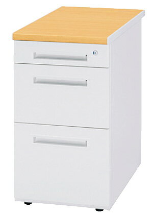 脇デスク(高さ700mm)B袖 50SNL-047B(A4×3段) 幅40cm×奥行70cm×高さ70cm【キャスター付き 鍵付き オフィスデスク 脇机 オフィスワゴン 事務所 生興】