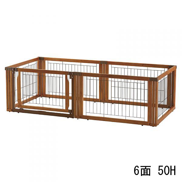 【個人宛配送可】ペット用 木製3WAYサークル 6面 50H (175×81×H51cm)【超小型犬 小型犬 体重目安8kg以下 犬 ペット サークル ゲート 仕切り 木製 リッチェル】