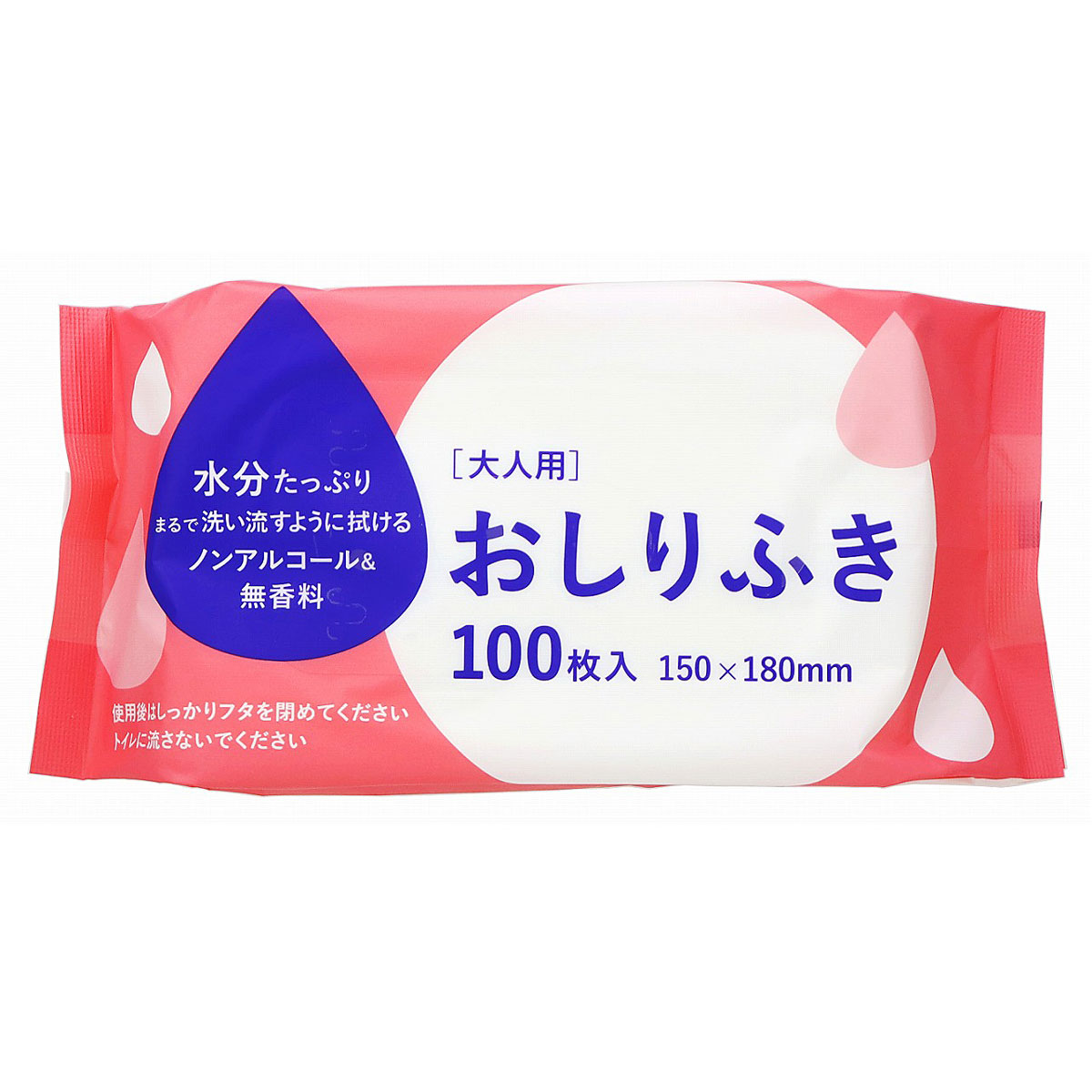 大人用 おしりふき （100枚入）【おしり からだ拭き 清拭 ノンアルコール 無香料】
