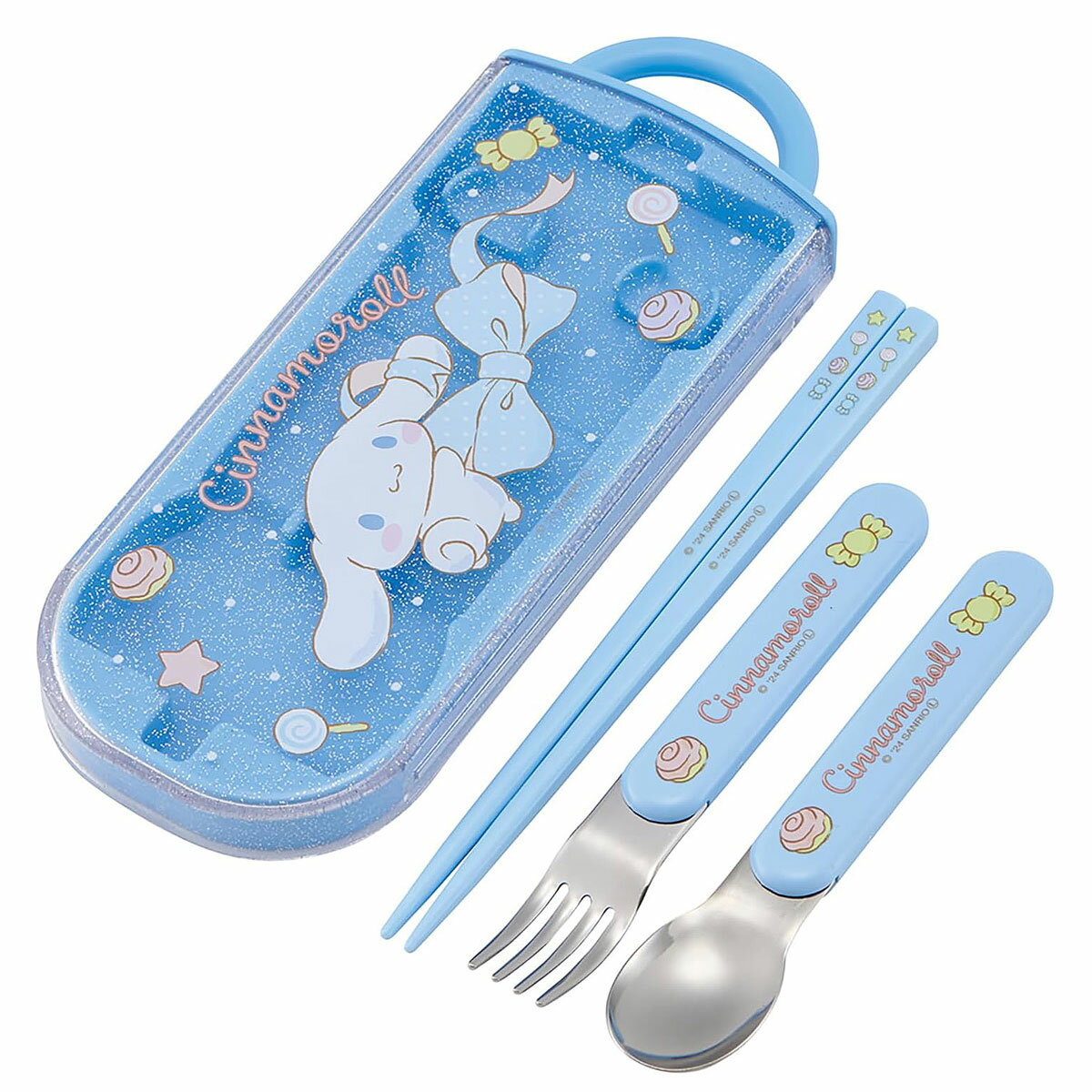 抗菌 食洗機対応 スライド式トリオセット シナモロール TACC2AG【ハシ スプーン フォーク ケース付き ..