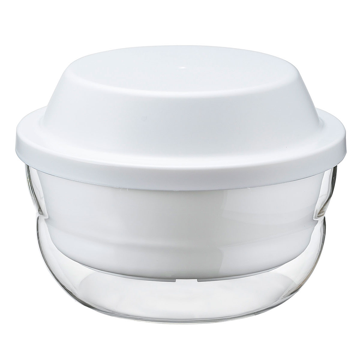 ガラスのレンジ蒸し器 XMK-120-W【電子レンジで使うコンパクトサイズの蒸し器】