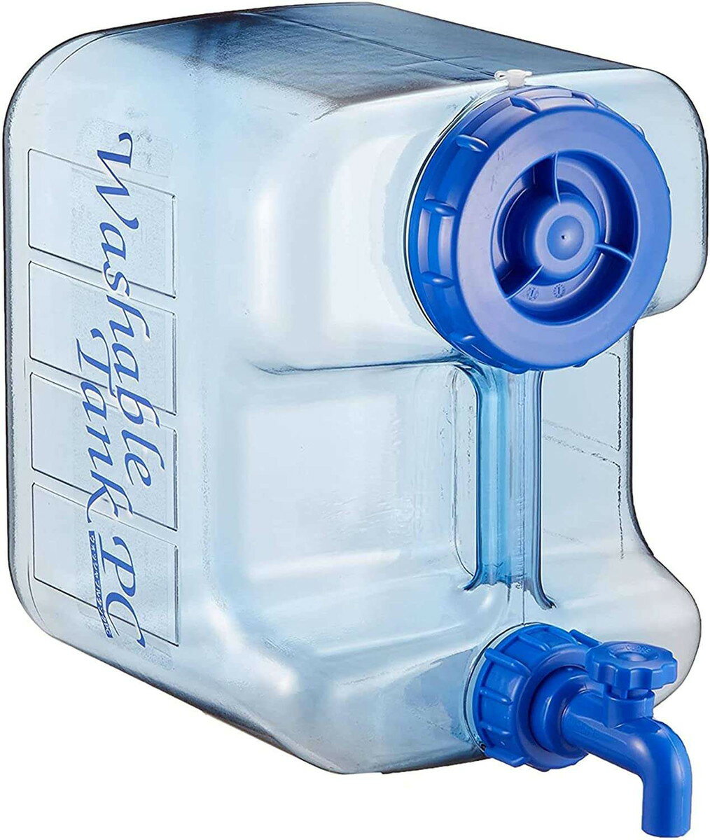 ウォッシャブルタンクポリカ 12L WASH-PC12L【耐衝撃性に優れた透明ボディ！蛇口コック付きの水専用タンク】