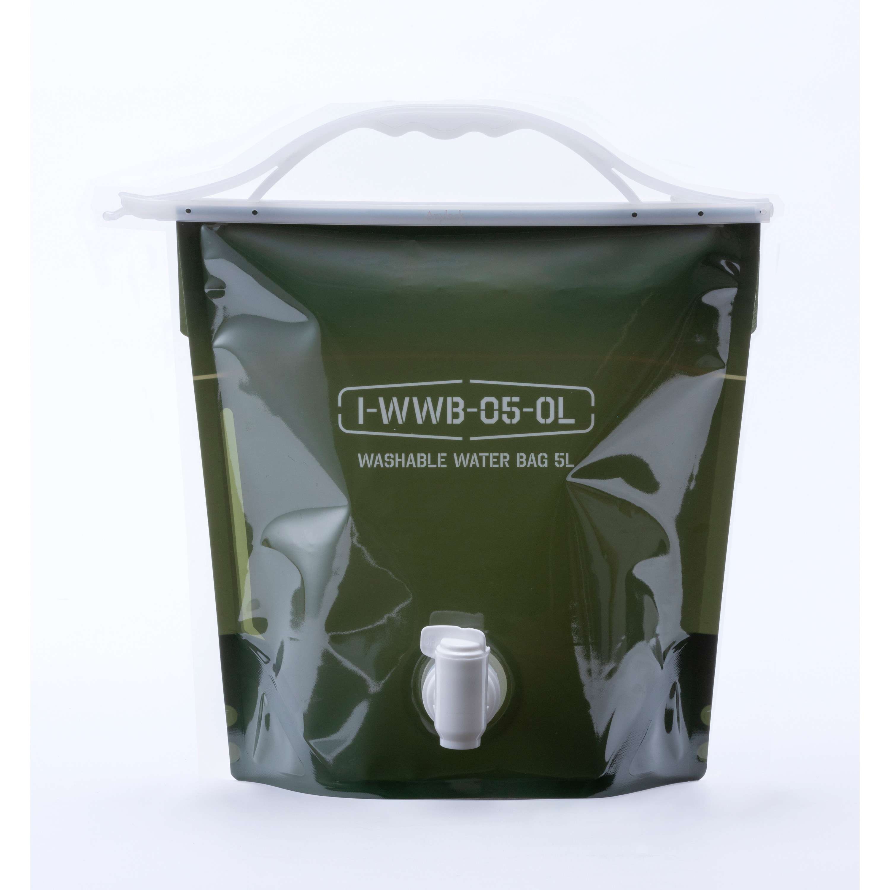 ウォッシャブルウォーターバッグ 5L オリーブグリーン WWB-5OL【給水タンク 水缶 給水 袋 コック付き 携帯 折りたたみ】