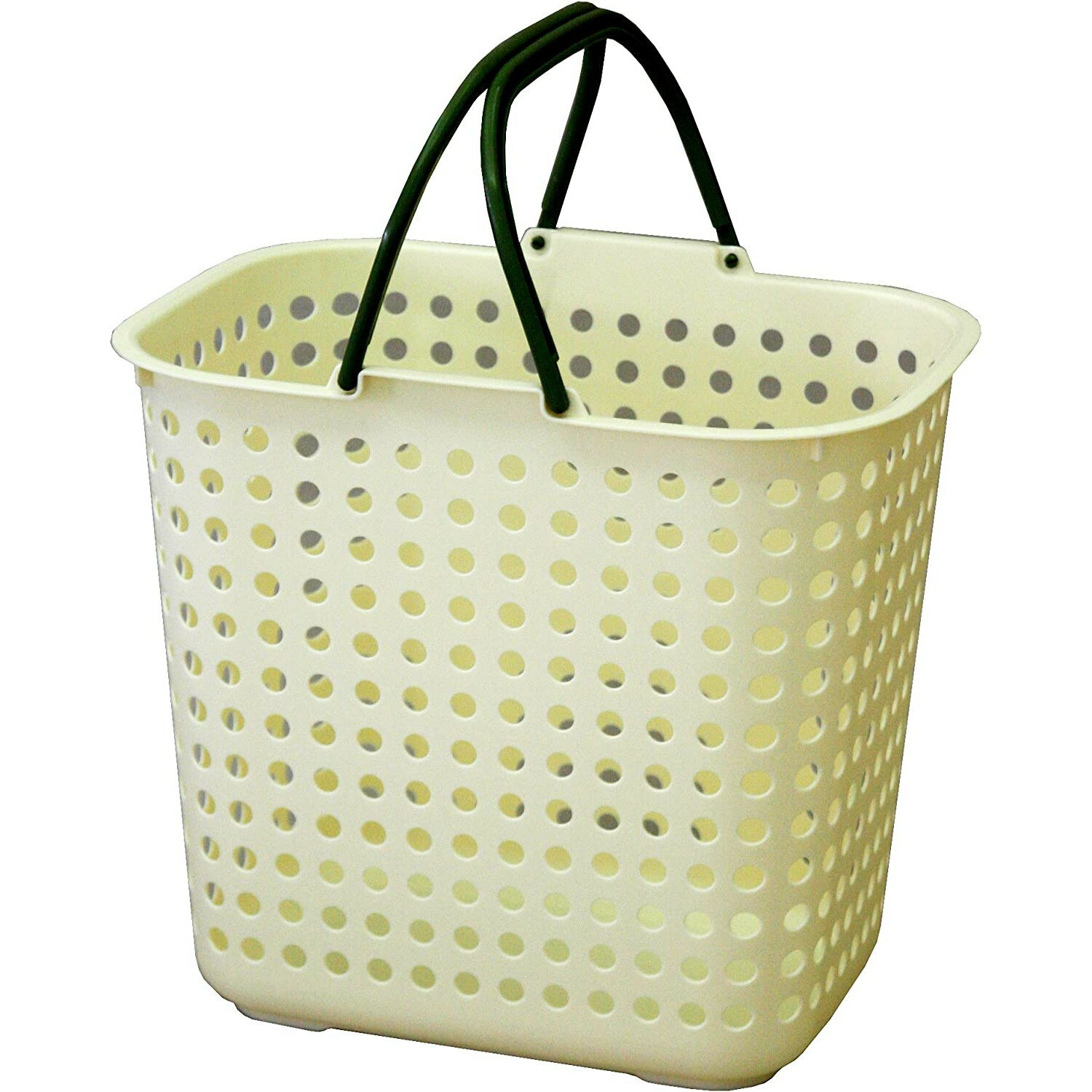 ドットバスケット 深型 クリーム【ランドリーバスケット】