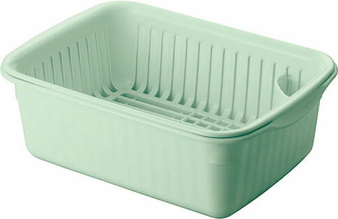 Nポゼ 水切りセット グリーン (中) 4309【水切りラック 抗菌 水切りカゴ】
