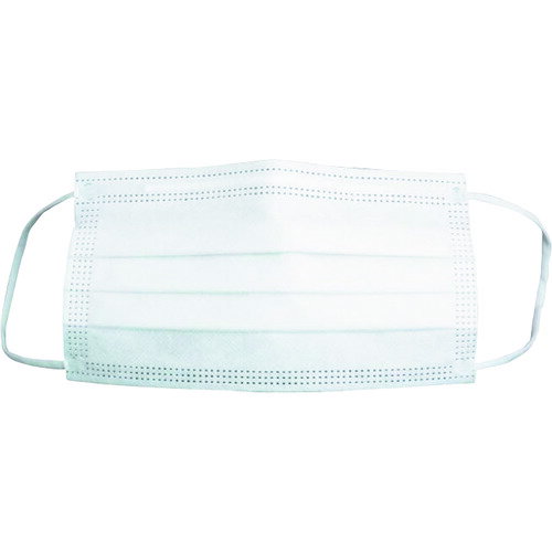 ＜用途＞ 唾液などの飛沫・飛散の低減に。 ホコリの多い作業現場。 風邪、花粉症。 3層構造フィルター＋プリーツデザインでバクテリアやほこりをブロックします。 プリーツ構造で顔に負担をかけず、ソフトなゴムで耳への負担を軽減します。 ＜仕様＞ 個包装なし 樹脂（PE）製ノーズピース 平紐ウレタンゴム（幅3mm） 1枚：3.2g 耳掛けタイプ サイズ：フリー 縦(mm)：95 横(mm)：175 色：ホワイト 構造：3層 BFE(細菌ろ過効率)：95%以上 PFE(微粒子ろ過効率)：95%以上 VFE(ウイルス捕集効率)：95%以上 【材質】 本体：ポリプロピレン不織布（PP） ノーズピース部：ポリエチレン（PE） 耳紐：ポリウレタン（PU） 両サイト：ポリプロピレンスパンボンド、中間層：メルトブロー 【注意事項】 有毒粉塵、有毒ガス、有毒蒸気等の発生する場所では絶対に使用しないでください。 使用する場所で発生している粉塵・ガス・スプレー・蒸気等の物質・成分や濃度の程度がわからない場合は使用しないでください。 井戸・マンホール・タンクの中等、酸素が少ない場所、酸欠になる場所では絶対に使用しないでください。 マスクの内側が粉塵・ほこり・ゴミ等で汚れた場合は新しいマスクと交換してください。 また、マスクが変形した場合や、ゴムバンドが破損したり緩んだりした場合も、新しいマスクと交換してください。