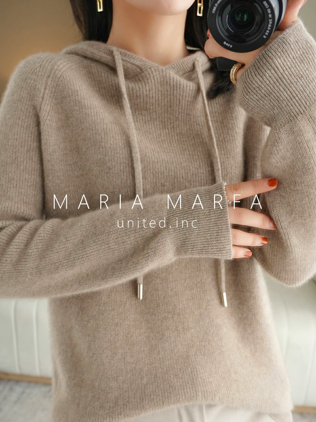 [MARIA MARFA] 6色展開 ソフトタッチ ニット パーカー レディース トップス きれいめ 秋 冬