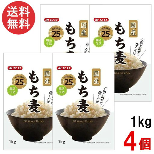 みたけ 国産もち麦1kg×4個 国産 大麦 食物繊維 みたけ 国産もち麦1kg×4個 国産 大麦 食物繊維