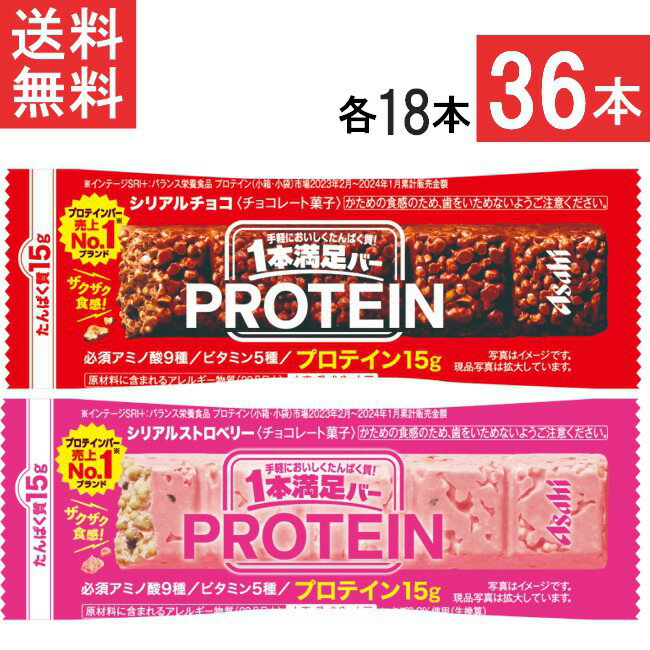 全国一律送料無料 アサヒグループ食品 1本満足バー プロテインチョコ&ストロベリー 36本セット(各18本)