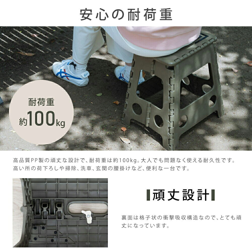 折りたたみ椅 スツール 踏み台 2脚セット 折りたたみ 一段 脚立 ステップ いす 椅子チェア 子供 子ども コンパクト 収納 軽量 持ち手 取っ手 おしゃれ キッチン 洗車台 作業台 インテリア 携帯 持ち運び キャンプ アウトドア [2]