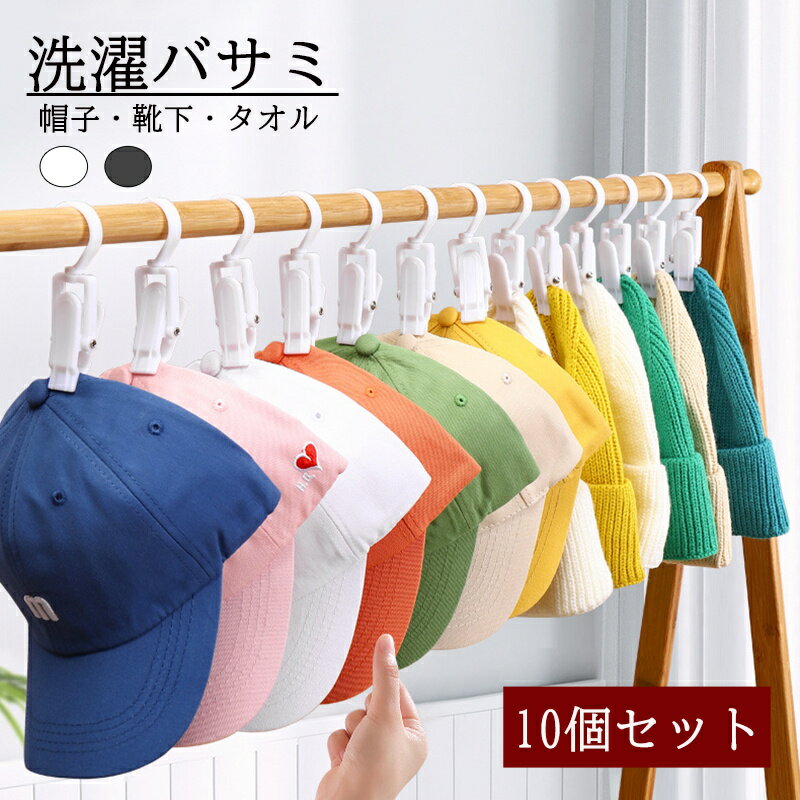 Clothespins - 送料無料 洗濯バサミ 10個セット 洗濯用品 360度回転 フック付き 引っ掛ける ピンチ 挟む クリップ 小さい コンパクト 吊り下げー