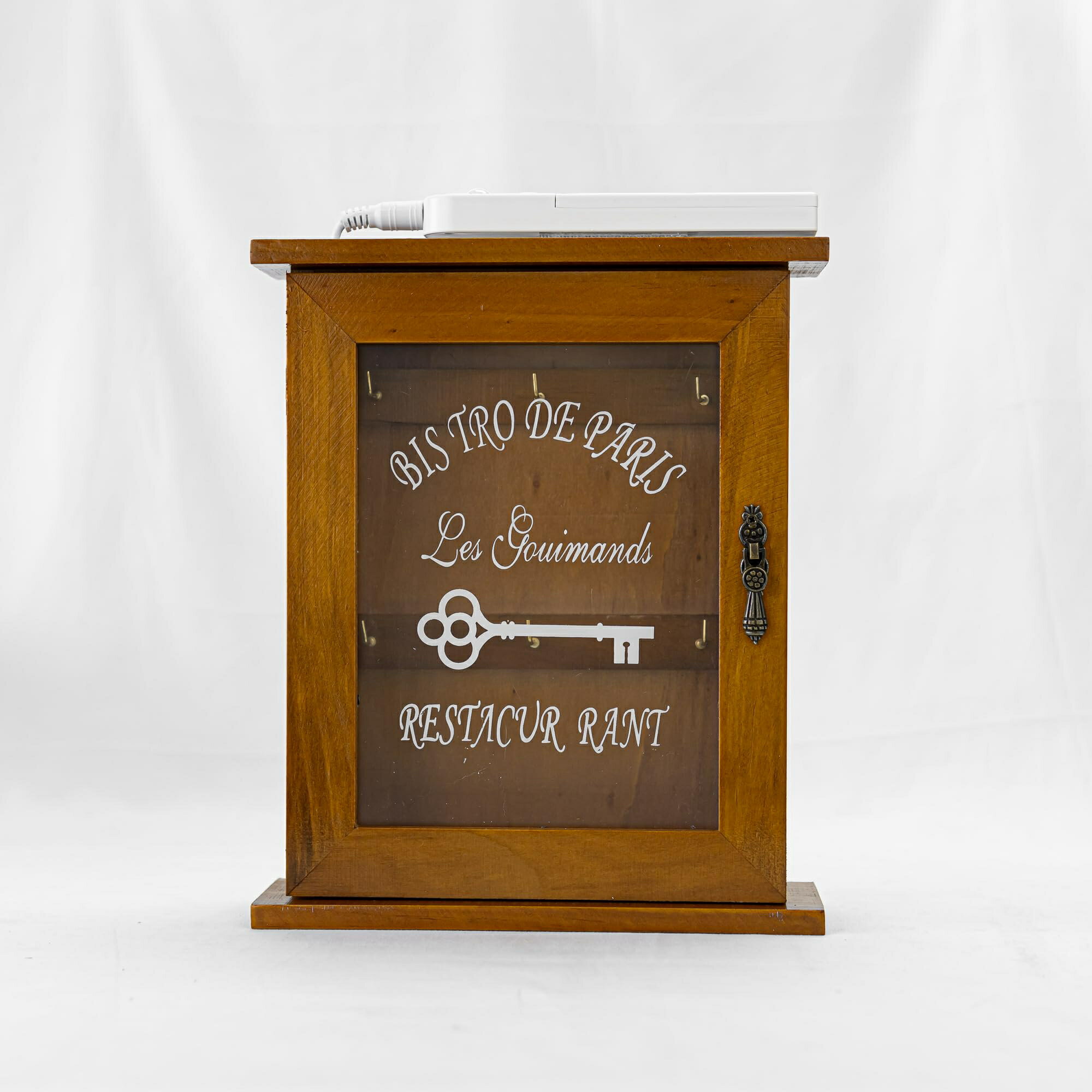 収納ボックス 鍵 キーケース 木材質 レトロ LEDフレキシブルケーブルつき 人感センサー付き 点灯維持時..