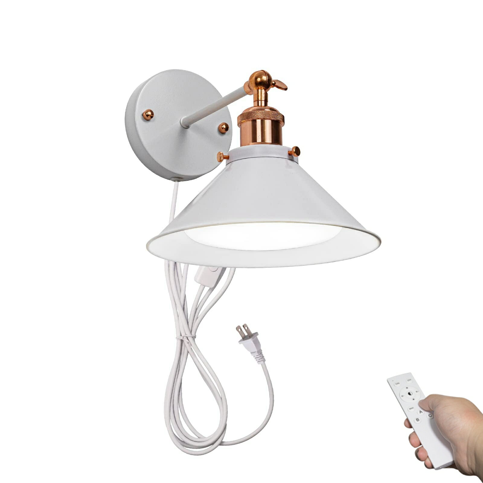 リモコン付き　壁取り付きランプ　7W　コンセント式 調光調色可 取付便利 店舗照明　北欧　電球付属　..