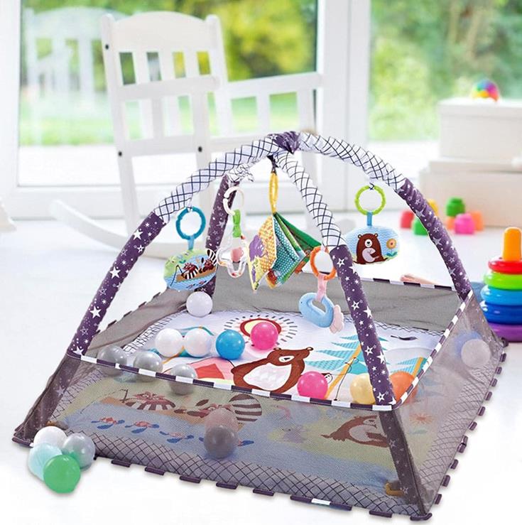 プレイマット 0か月~ 赤ちゃん 幼児 子ども 幼児 ベビー ジム プレイジム プレイマット メリー 折り畳み式 ベビーおもちゃボールプールに変身 長く遊べる コンパクトに収納 安全 保護ネット 出産祝いプレゼント
