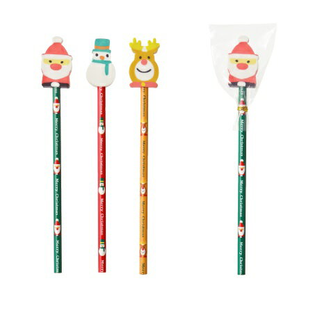 消しゴム付鉛筆 クリスマス 【ご注文単位 300個以上】