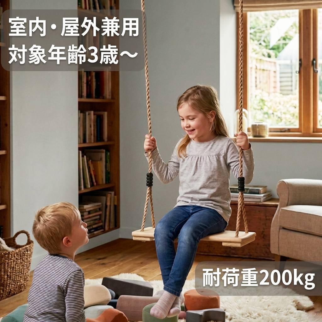 【 ロープ＋座板のみ 】 ブランコ 手作り 室内 天井 吊り 下げ 屋外 子ども 大人 木製 庭 耐荷重200kg ブランコ単品 庭 家庭用 ロープ 長さ調節 取り付け金具別売り 遊具 DIY 子供 幼児 キッズ 木製ブランコ ガーデンブランコ 一方向ブランコ ぶらんこ 木 梁 公園 取付