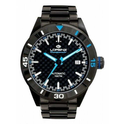 LORENZ 時計 Motorsport Watch Granpremio Automatic Steel Black / Blue Racing with Special Box Helmet Lorenz