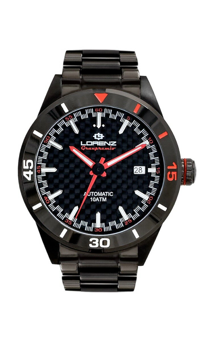 LORENZ 時計 Motorsport Watch Granpremio Automatic Steel Black / Red Racing with Special Box Helmet Lorenz