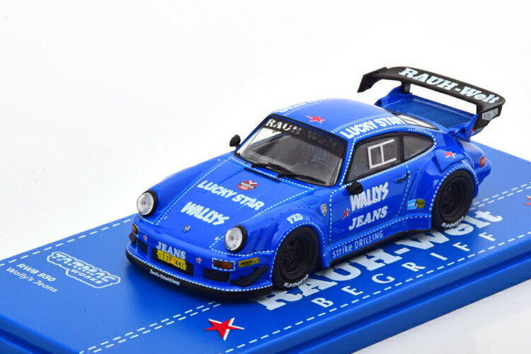 ターマック 1/43 ポルシェ RWB 930 ラフ・ヴェルト ウォーリー ジーンズ ブルー ホワイトTarmac 1:43 Porsche RWB 930 Rauh Welt Wally s Jeans blue white