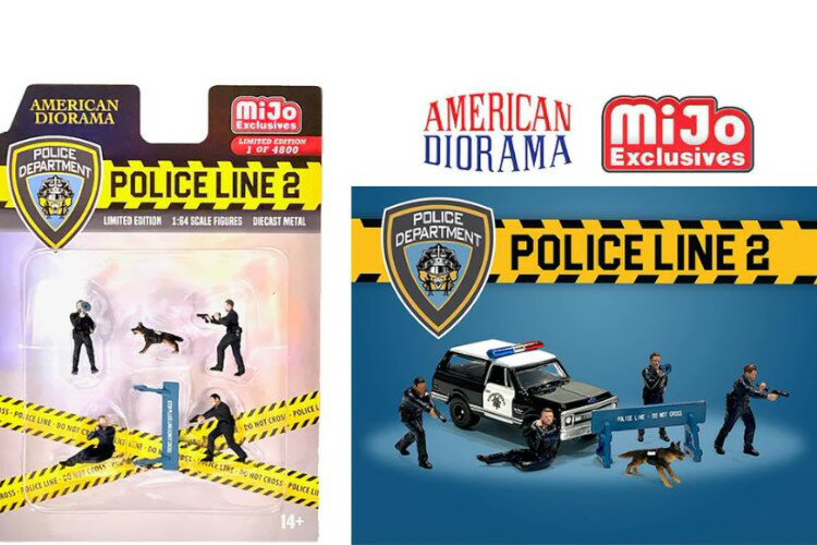 AJWI} 1/64 tBMAZbg -|XC2 American Diorama 1:64 Figures Set -Police Line 2 - MIJO Exclusives