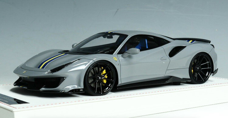 Ivy Models 1/18 フェラーリ 488 ピスタ ノビテック グリージョ・フェッロ / ブルーストライプ 66台限定Ivy Models 1/18 Ferrari 488 Pista Novitec in Grigio Ferro / Blue Stripe 66 pcs