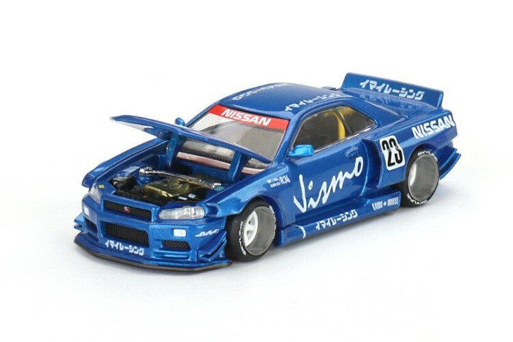 MINI GT x Kaido House 1/64 日産 スカイライン GT-R (R34) Kaido Works V3 ブルー #055 開閉MINI GT x Kaido House 1:64 Nissan Skyline GT-R (R34) Kaido Works V3 Blue #055