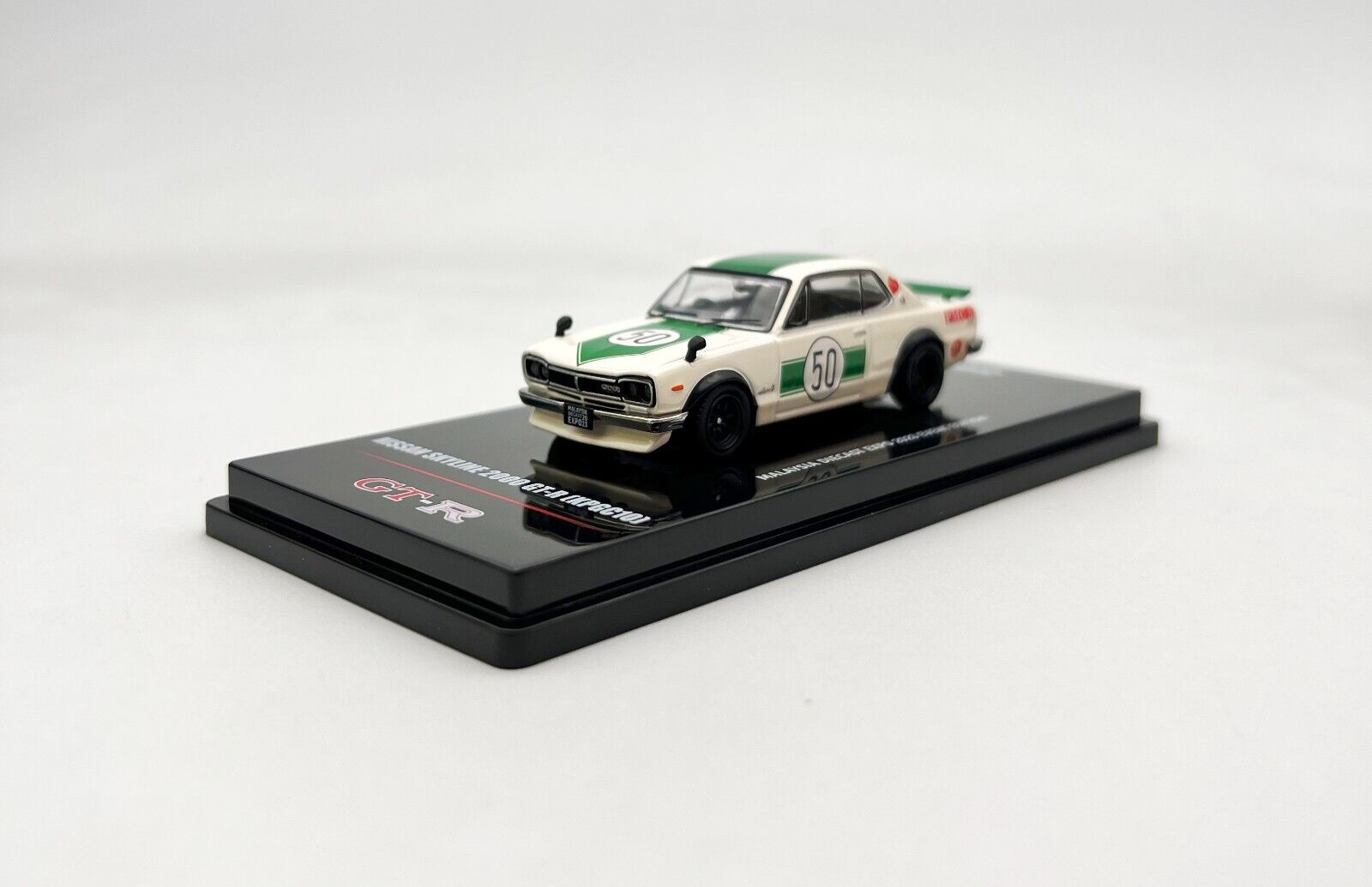 INNO64 1/64 Y XJCC 2000 GT-R KPGC10 #50 zCg/O[ }[VAEXPO 2023INNO64 1:64 Nissan Skyline 2000 GT-R KPGC10 #50 White/Green Malaysia EXPO 2023