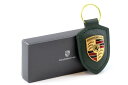 ポルシェ特注 オリジナル ポルシェ クレスト キーホルダー レザー ドイツ製 オークリングリーンOriginal Porsche Crest Keychain Leather Made in Germany Oak green
