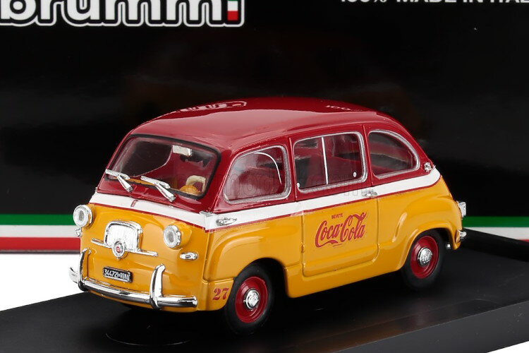 ブルム 1/43 フィアット 600D ムルティプラ コカコーラ オリンピアーディ ローマ 1960 イエロー レッド ホワイトBrumm 1:43 FIAT 600D MULTIPLA COCA-COLA OLIMPIADI ROMA 1960 YELLOW RED WHITE