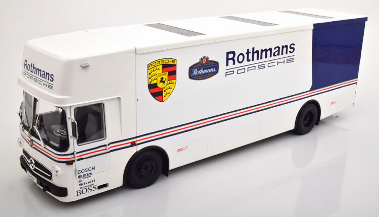 CMR 1/18 メルセデス O317 ポルシェ レース トランスポーター ロスマンズ 開閉CMR 1:18 Mercedes O317 Porsche race transporter Rothmans slightly paint problems possible Side door does not close perfectly