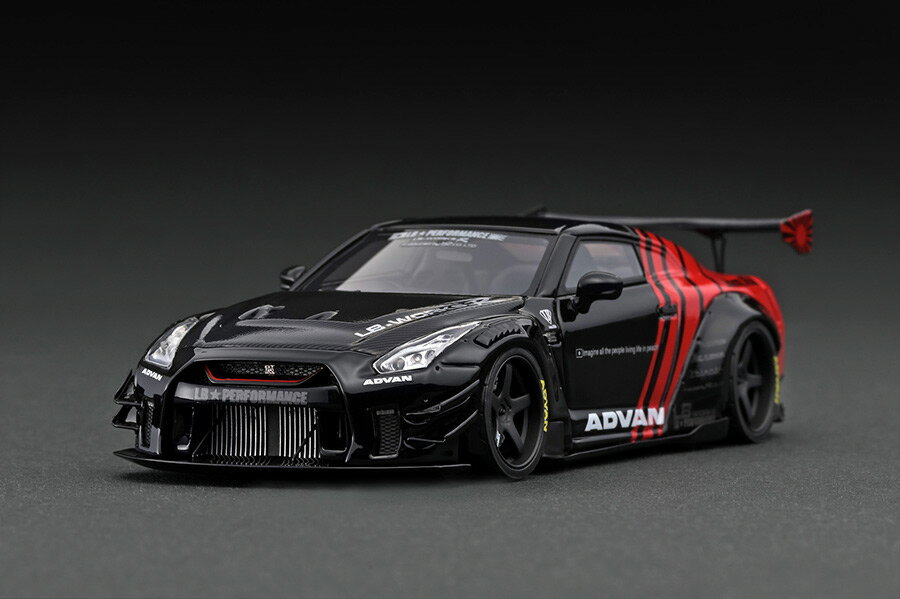 COjbVf 1/43 LB-WORKS Y GT-R R35 ^Cv2 ubN/bhignition model 1/43 LB-WORKS Nissan GT-R R35 type 2 Black/Red