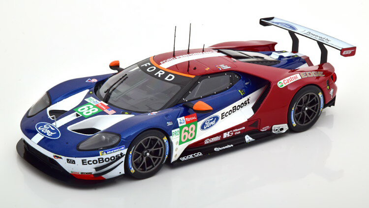 CN\ 1/18 tH[h GT #68 E} 24 2018Ixo 1:18 Ford GT No 68 24h Le Mans 2018 Hand/Muller/Bourdais