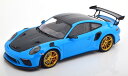 ミニチャンプス 1/18 ポルシェ 911 (991/2) GT3 RS ヴァイサッハ パッケージ ゴールドリム 2019 ブルー カーボングレー 111台限定 Minichamps 1:18 Porsche 911 (991/2) GT3 RS Weissach Package mit goldenen Felgen 2019 blau/carbon-grau Limited Edition 111 pcs.