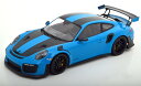 ミニチャンプス 1/18 ポルシェ 911 991/2 GT2 RS ヴァイサッハ パッケージ ブラック マグネシウム リム 2018 ライトブルー 300台限...