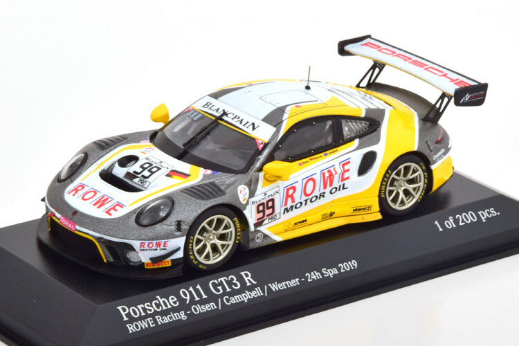 ~j`vX 1/43 |VF 911 GT3 R #99 24 Xp 2019 [F[VO Lx 200Minichamps 1:43 Porsche 911 GT3 R No 99 24h Spa 2019 Rowe Racing Olsen/Campbell/Werner Limited Edition 200 pcs