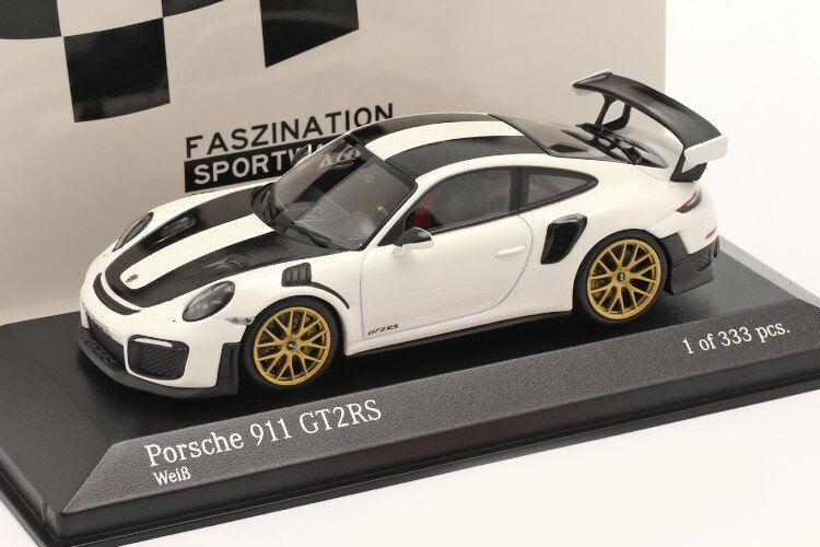 ~j`vX 1:43 |VF 911 991 2 GT2 RS @CTbn pbP[W 2018 zCg S[f 333 Minichamps 1:43 Porsche 911 (991 II) GT2 RS Weissach Package 2018 White golden rims Limitation 333 pcs.