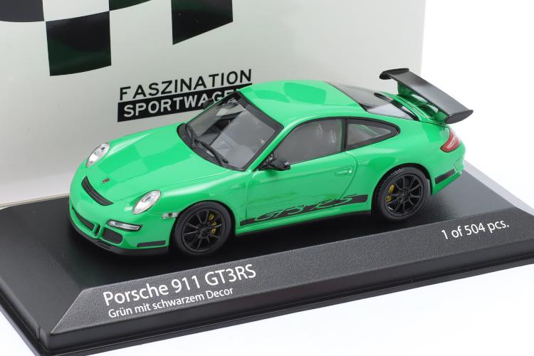 ミニチャンプス 1/43 ポルシェ 911 (997.1) GT3 RS 2006 グリーン/ブラック 504台限定Minichamps 1:43 Porsche 911 (997.1) GT3 RS year 2006 green with black decor limitation 504 pcsのサムネイル