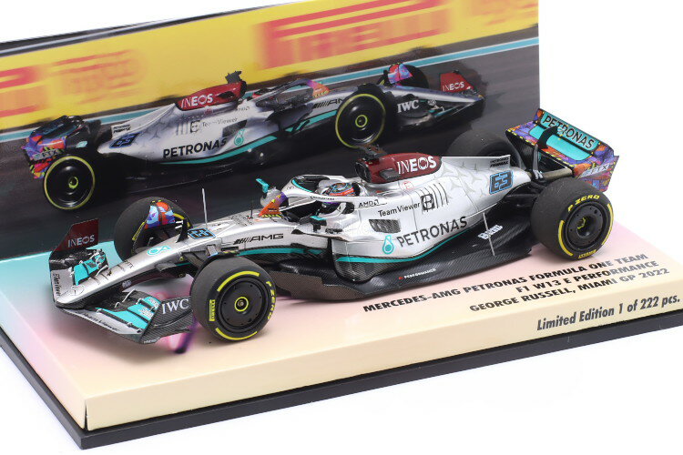 ミニチャンプス 1/43 メルセデス AMG F1 W13 #44 6th マイアミGP フォーミュラ1 2022 222 台限定Minichamps 1:43 Mercedes AMG F1 W13 #44 6th Miami GP Formula 1 2022 Lewis Hamilton Limited Edition 222 pcs